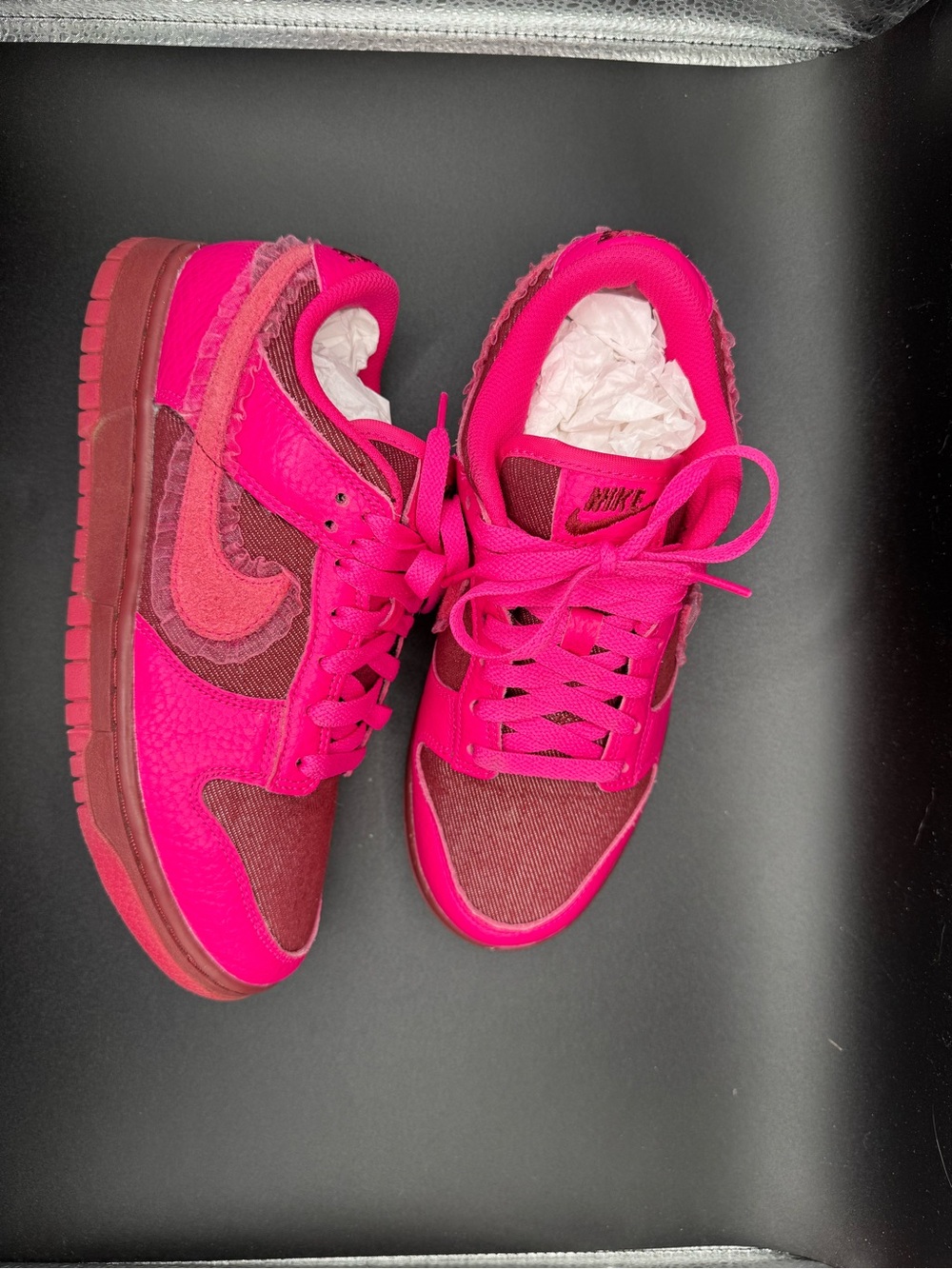 🔥 Nike Dunk Low LX “Pink Foam/Burgundy Crush” Ruffle Swoosh Women’s 7 🔥 - Picture 3 of 17